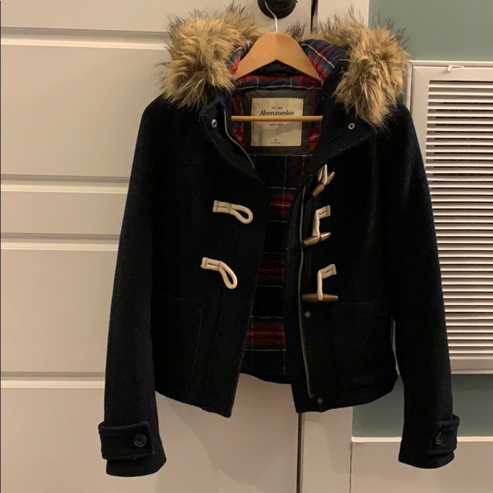 Navy abercrombie and fitch wool jacket